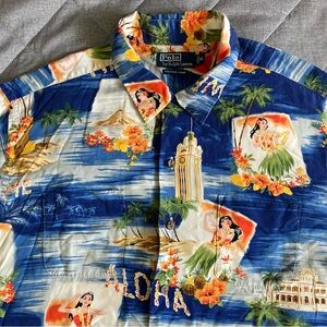 Polo Ralph Lauren Vintage Camp Hawaiian Shirt Mens XL Short Sleeve Viscose